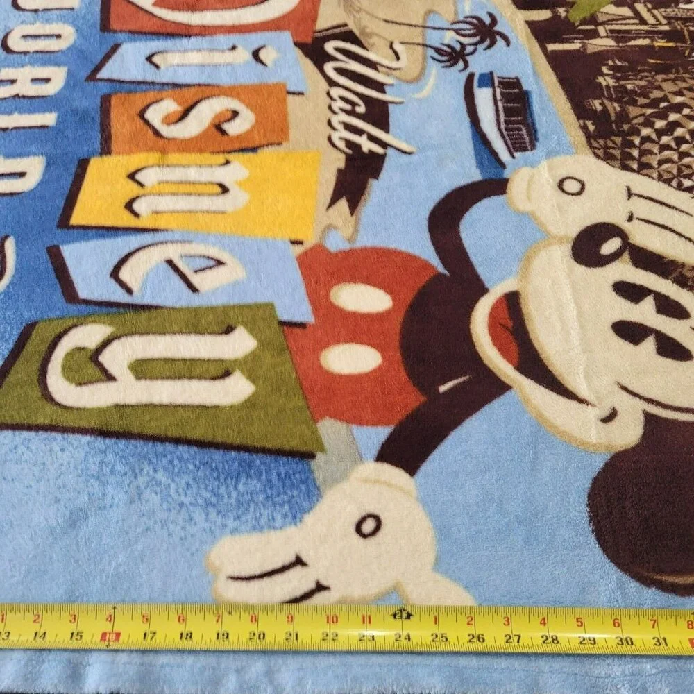 Disney World Resort Mickey Fleece Throw Blanket Lake Buena Vista‎ FL 39 x 62 Vtg